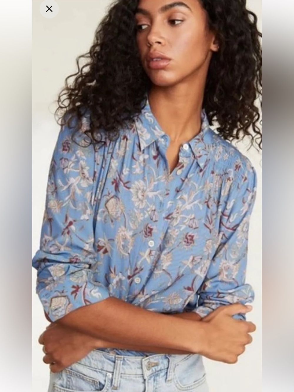VERONICA BEARD Dazed Blue Floral Button-Down Shirt
